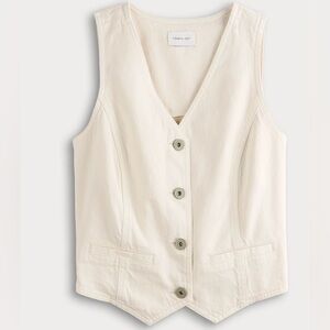 Fourth and Bay Cream Button-Up denim Vest (S) NWT